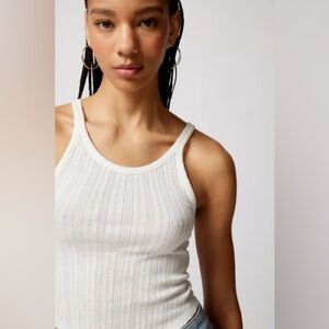 BDG 90s Pointelle Tank Top in White NWT